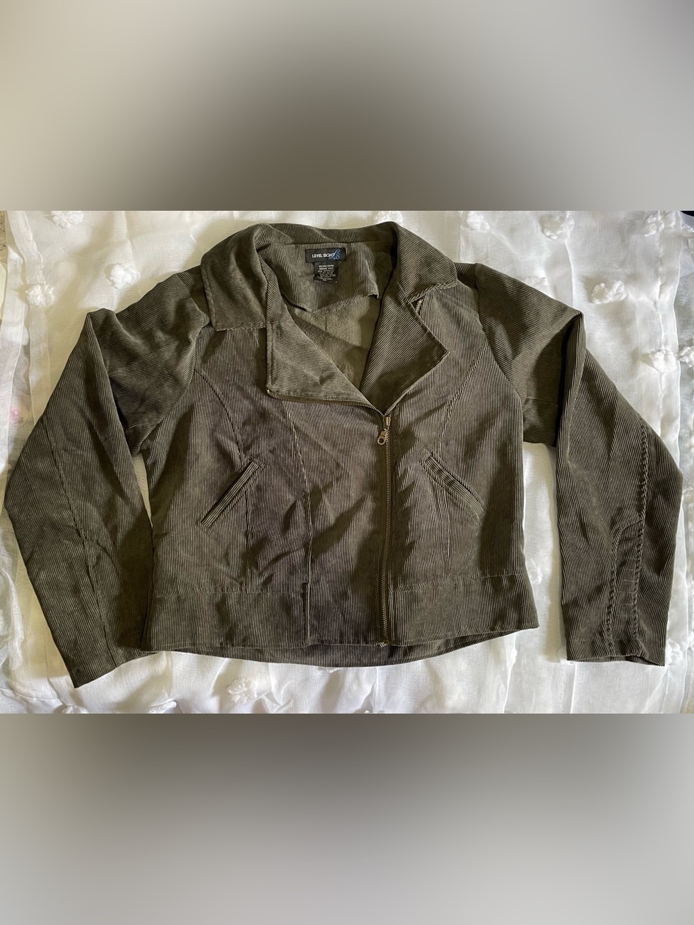 Level Eight Olive Green Suede-Look Moto Jacket